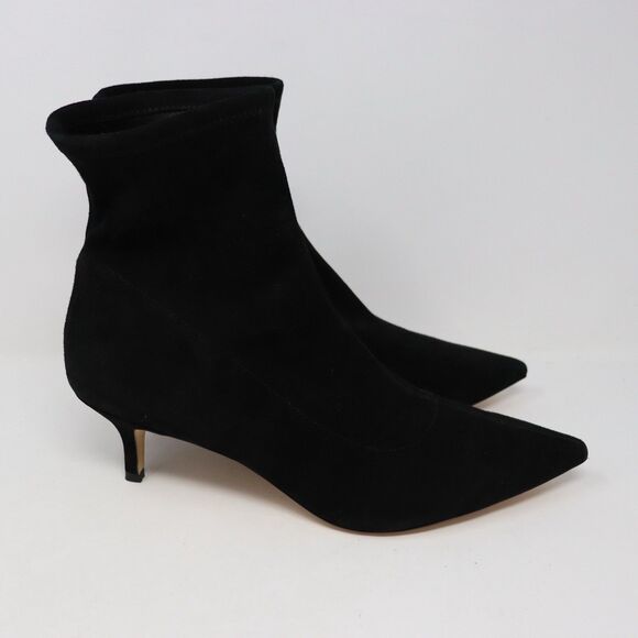 $350 Coach Restored Jade Bootie SUEDE BLACK POINTY GOLD "C" HEEL SOCK 11 - Picture 3 of 7